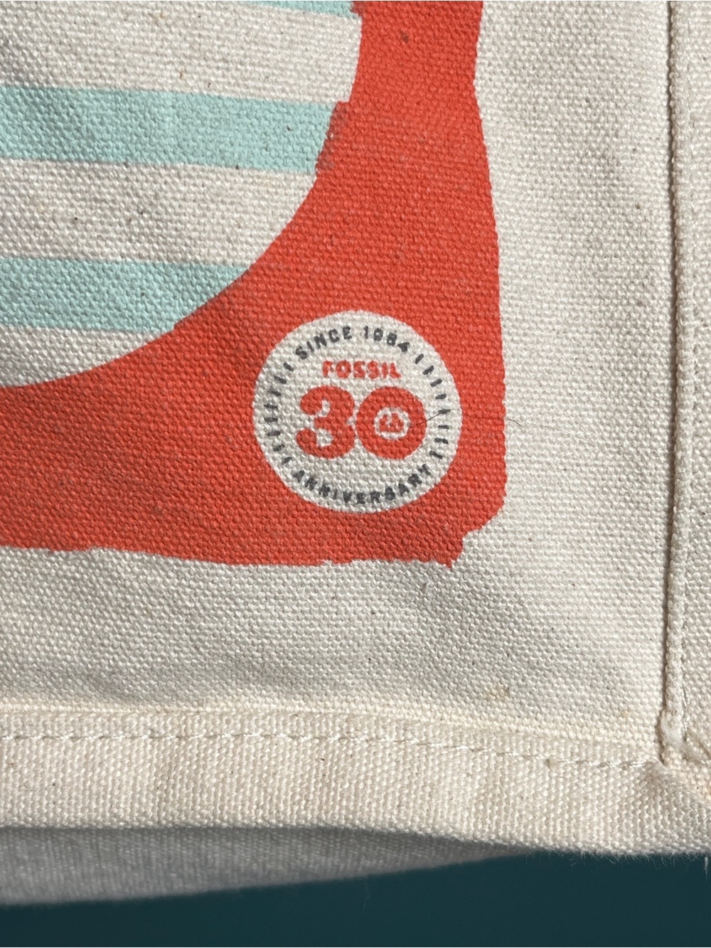 Fossil 30th Anniversary Canvas Tote Geometric Design - Picture 3 of 9